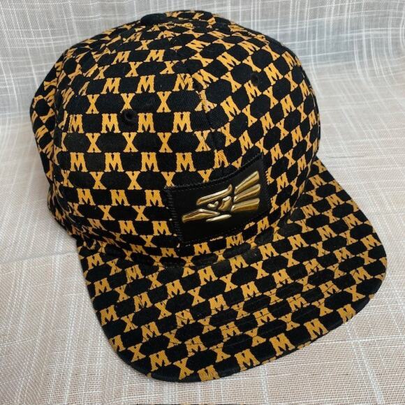Mexico Ace Snapback Adjust Flat Bill Hecho Adult Baseball Hat Cap Black Yellow - Picture 1 of 7